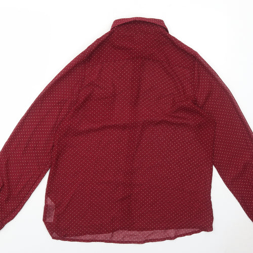 Cameo Rose Womens Red Polka Dot Polyester Basic Button-Up Size 18 V-Neck