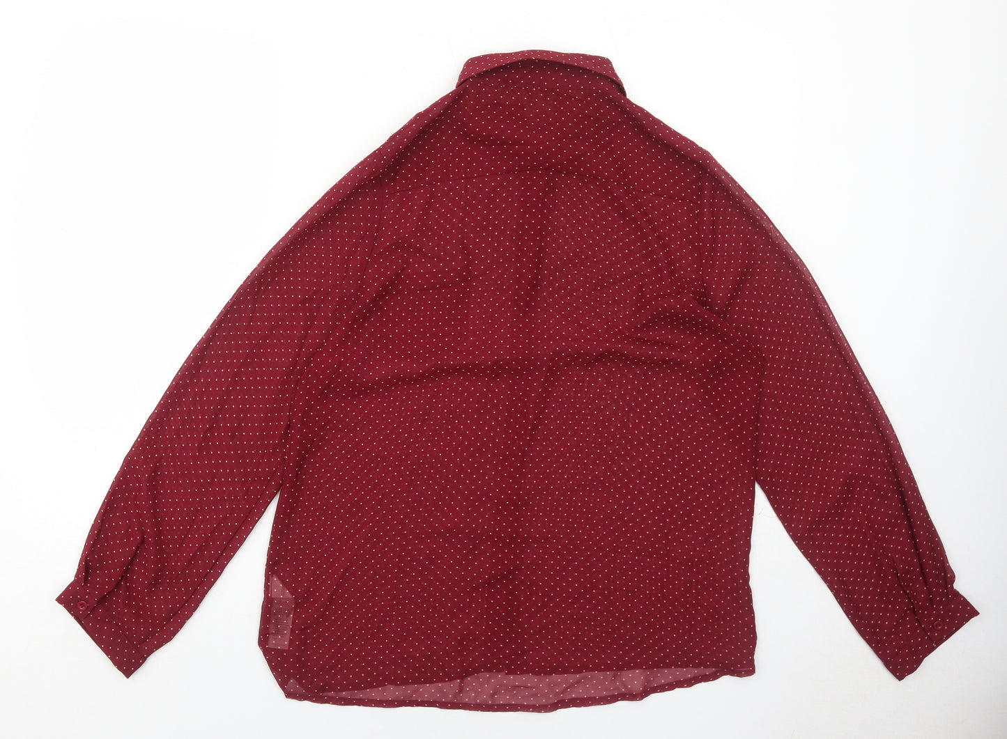 Cameo Rose Womens Red Polka Dot Polyester Basic Button-Up Size 18 V-Neck