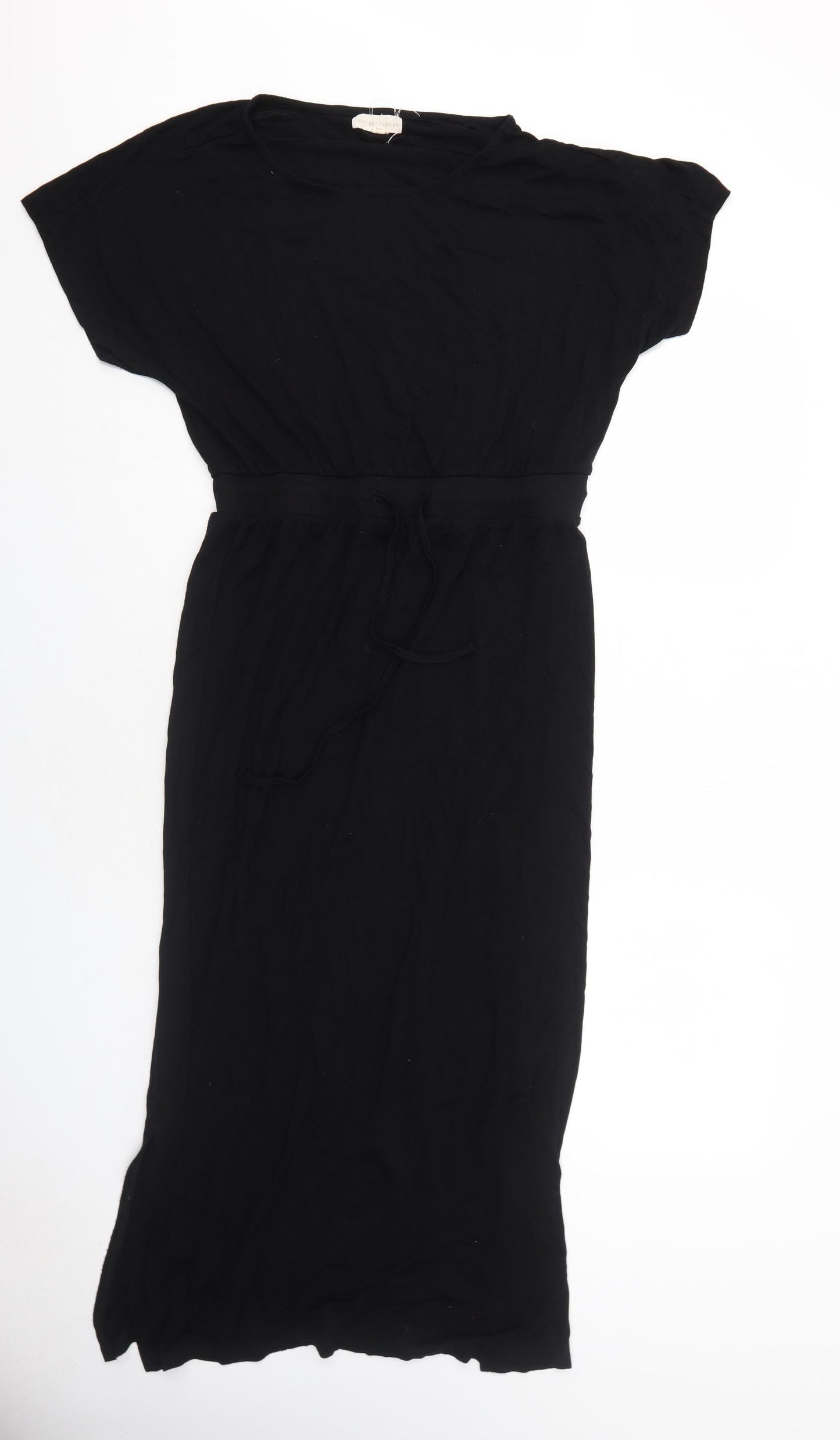 NEXT Womens Black Viscose T-Shirt Dress Size 14 Boat Neck Pullover