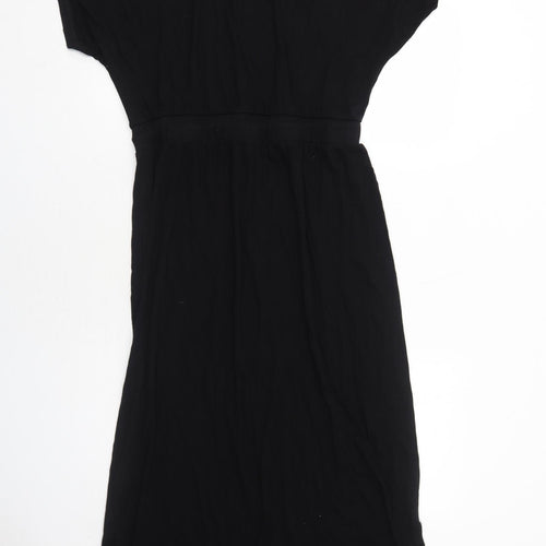 NEXT Womens Black Viscose T-Shirt Dress Size 14 Boat Neck Pullover
