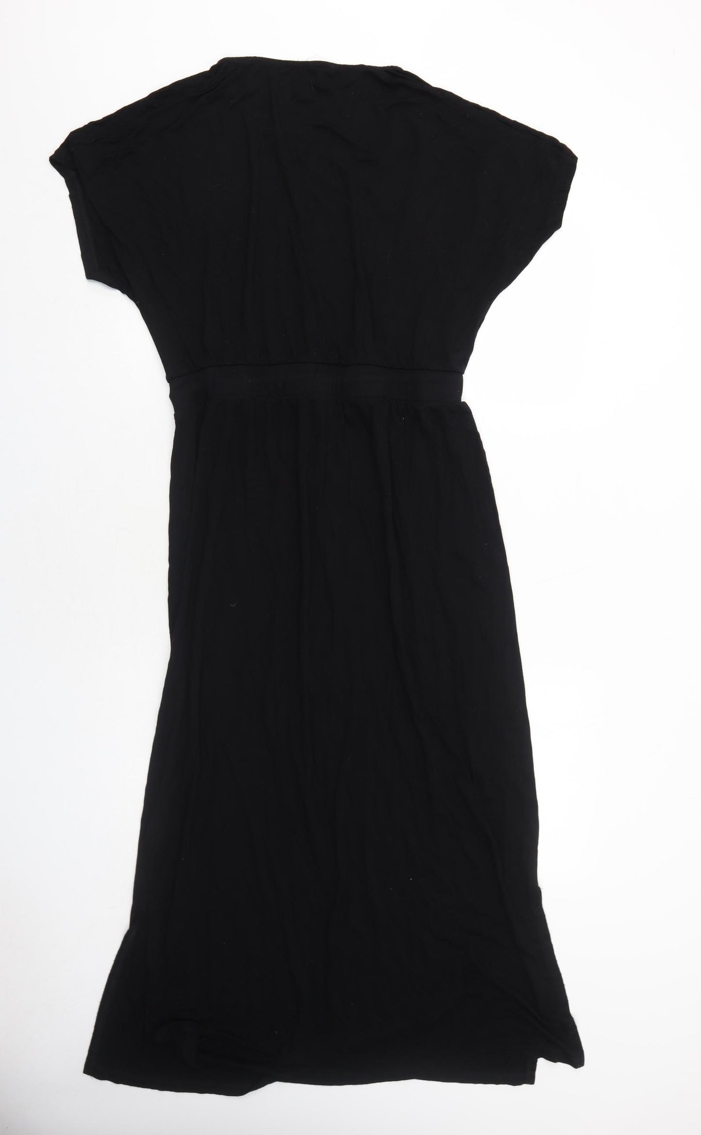 NEXT Womens Black Viscose T-Shirt Dress Size 14 Boat Neck Pullover
