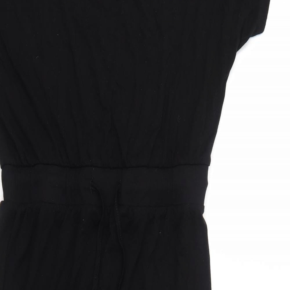 NEXT Womens Black Viscose T-Shirt Dress Size 14 Boat Neck Pullover