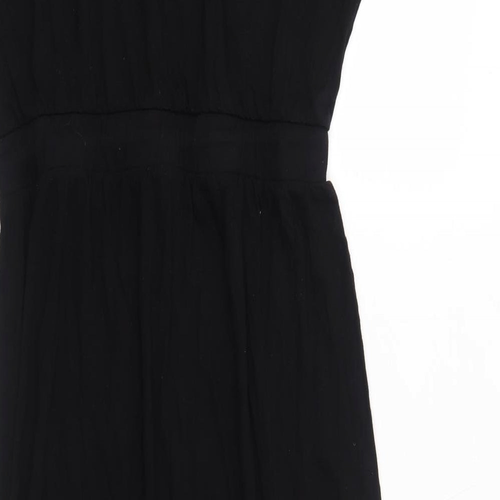 NEXT Womens Black Viscose T-Shirt Dress Size 14 Boat Neck Pullover