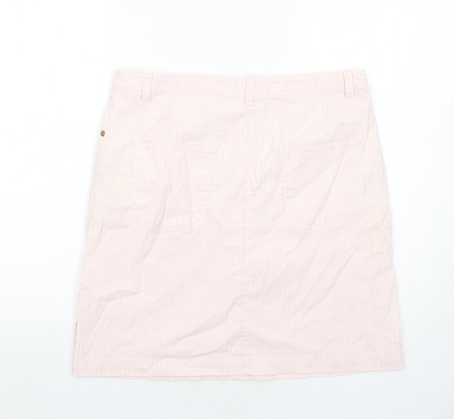 Daily Womens Pink Striped Cotton A-Line Skirt Size 14 Zip