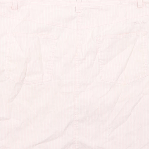 Daily Womens Pink Striped Cotton A-Line Skirt Size 14 Zip