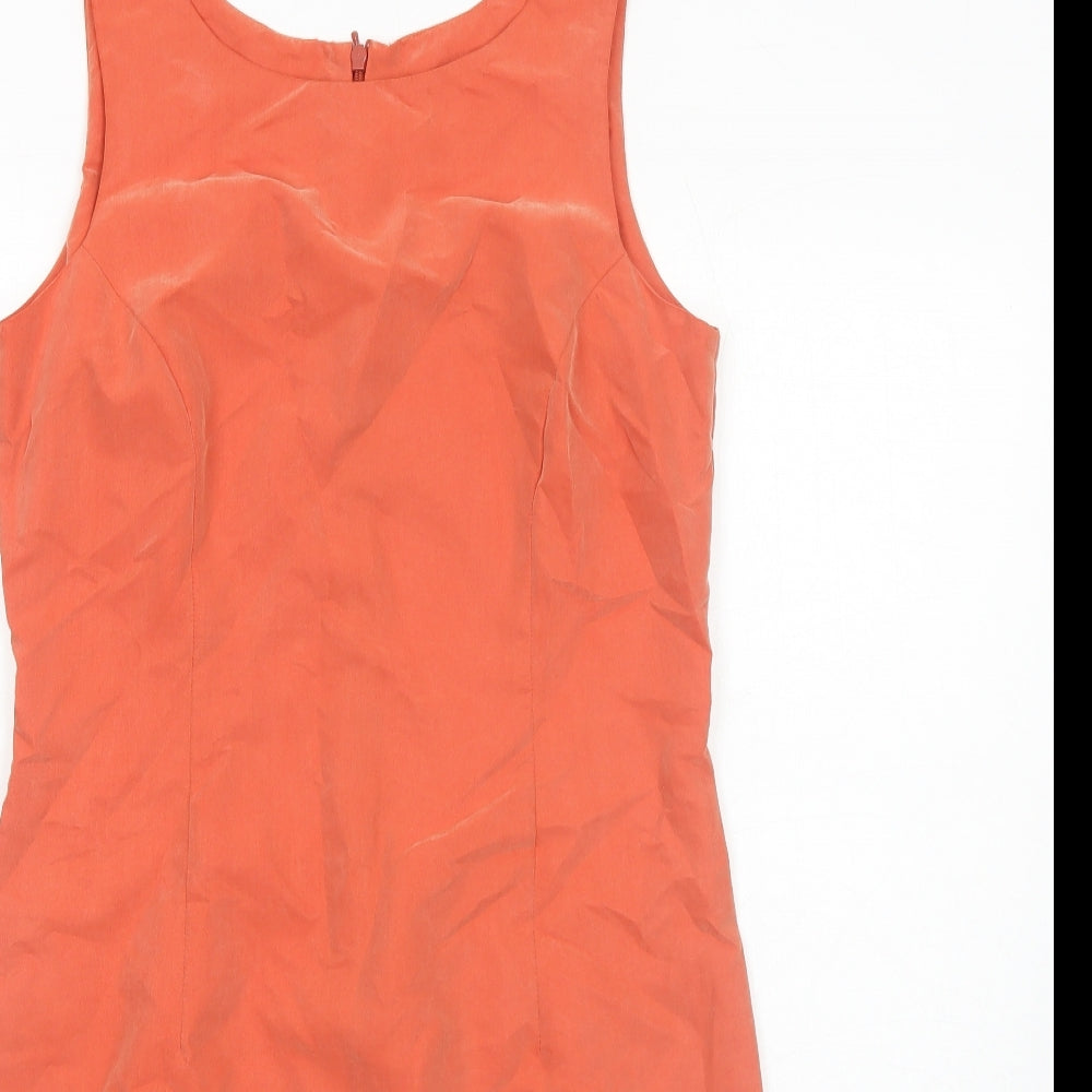 New Look Womens Orange Viscose Pencil Dress Size 12 Boat Neck Zip