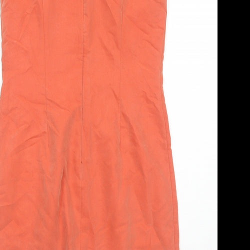New Look Womens Orange Viscose Pencil Dress Size 12 Boat Neck Zip