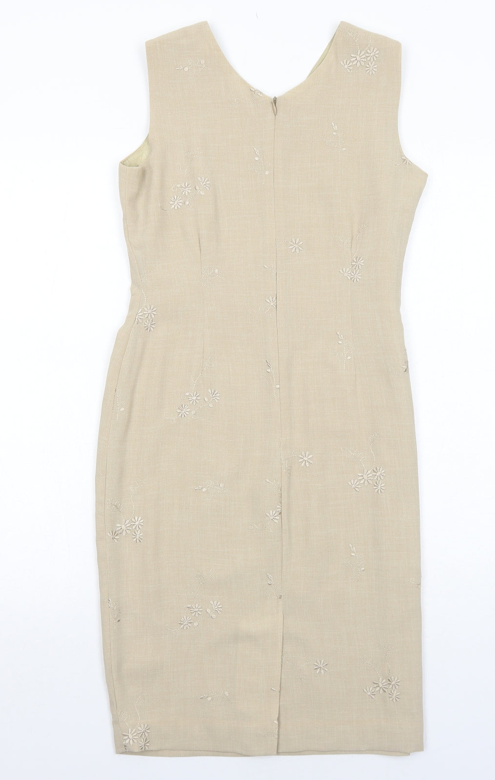 Liz Claiborne Womens Beige Polyester Pencil Dress Size 4 V-Neck Zip