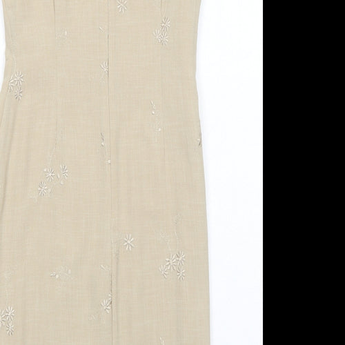Liz Claiborne Womens Beige Polyester Pencil Dress Size 4 V-Neck Zip