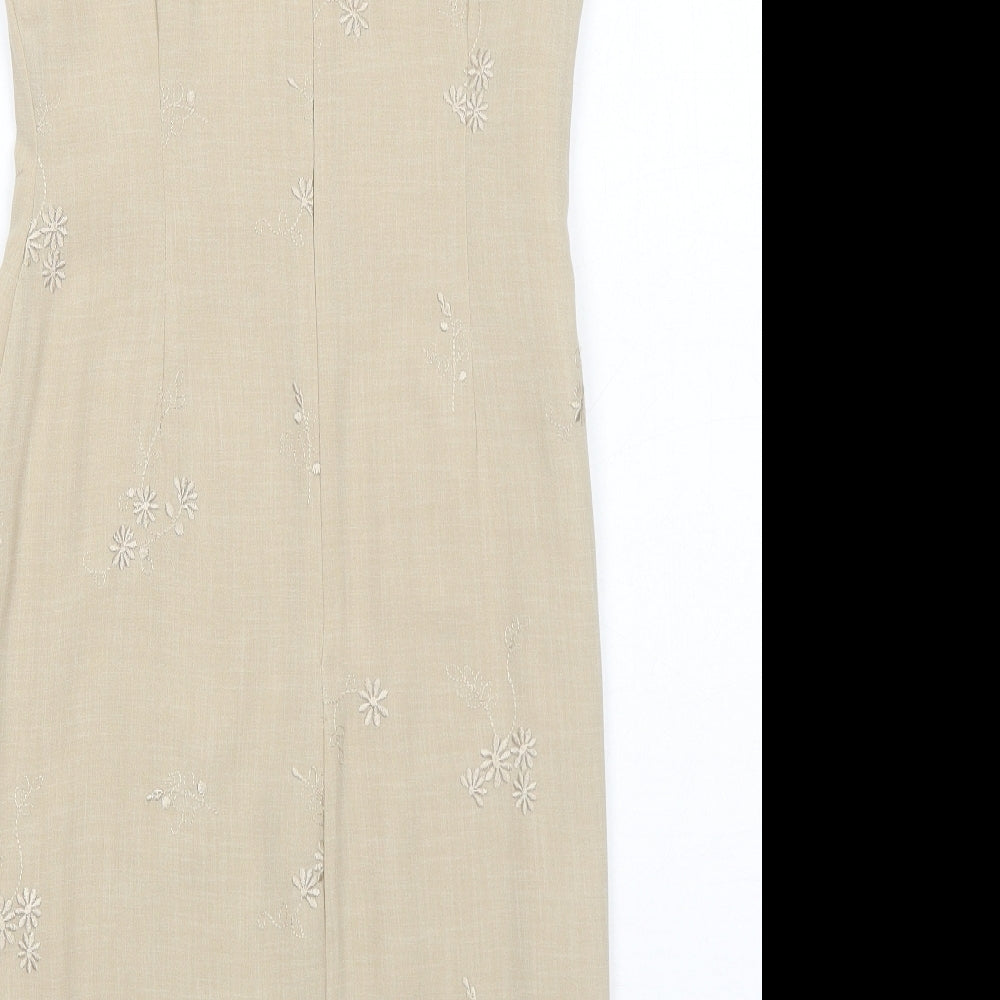 Liz Claiborne Womens Beige Polyester Pencil Dress Size 4 V-Neck Zip