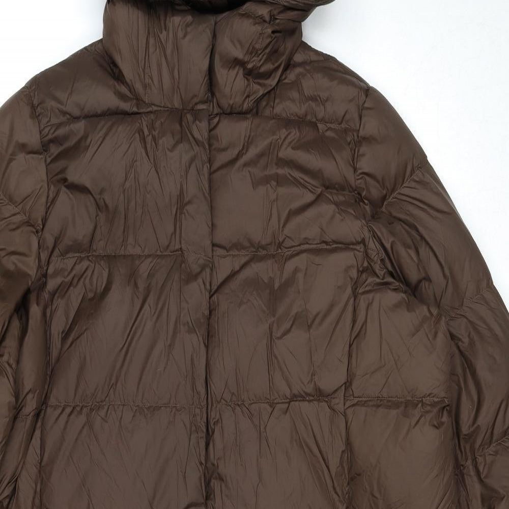 Marks and Spencer Womens Brown Quilted Coat Size 20 Zip