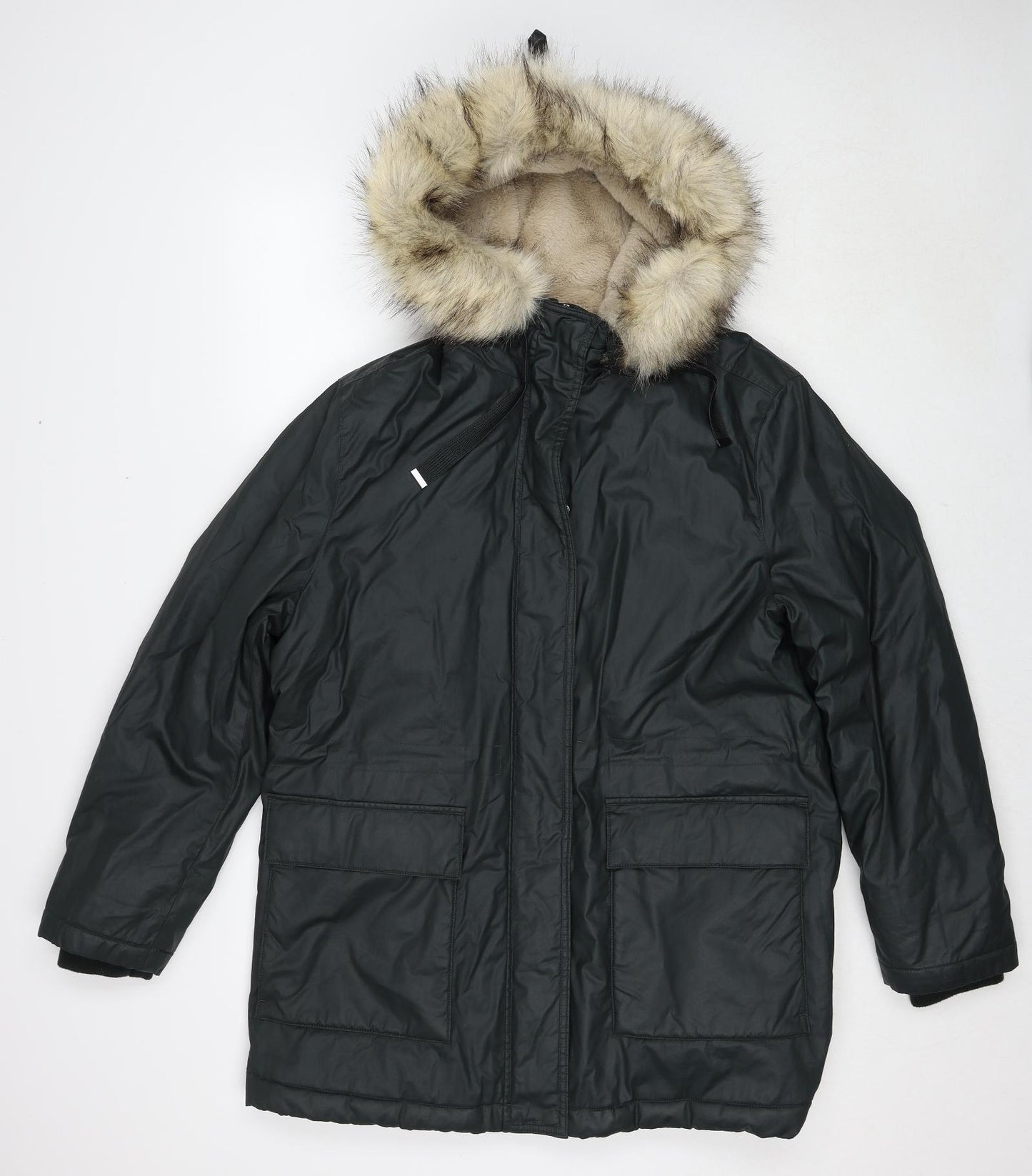 Marks and Spencer Womens Green Parka Coat Size 20 Zip
