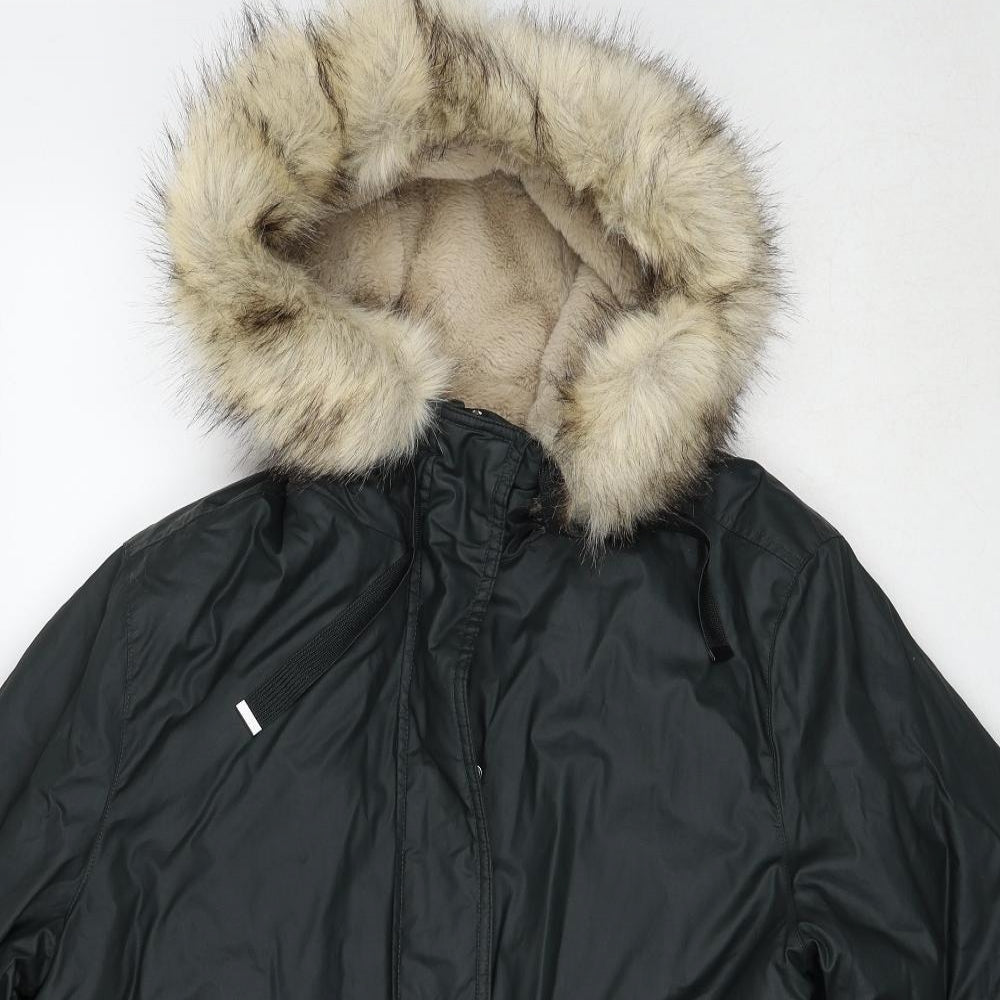 Marks and Spencer Womens Green Parka Coat Size 20 Zip