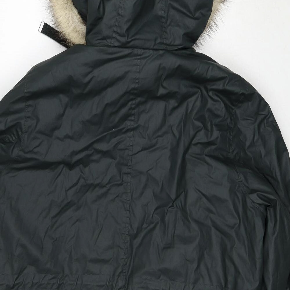 Marks and Spencer Womens Green Parka Coat Size 20 Zip