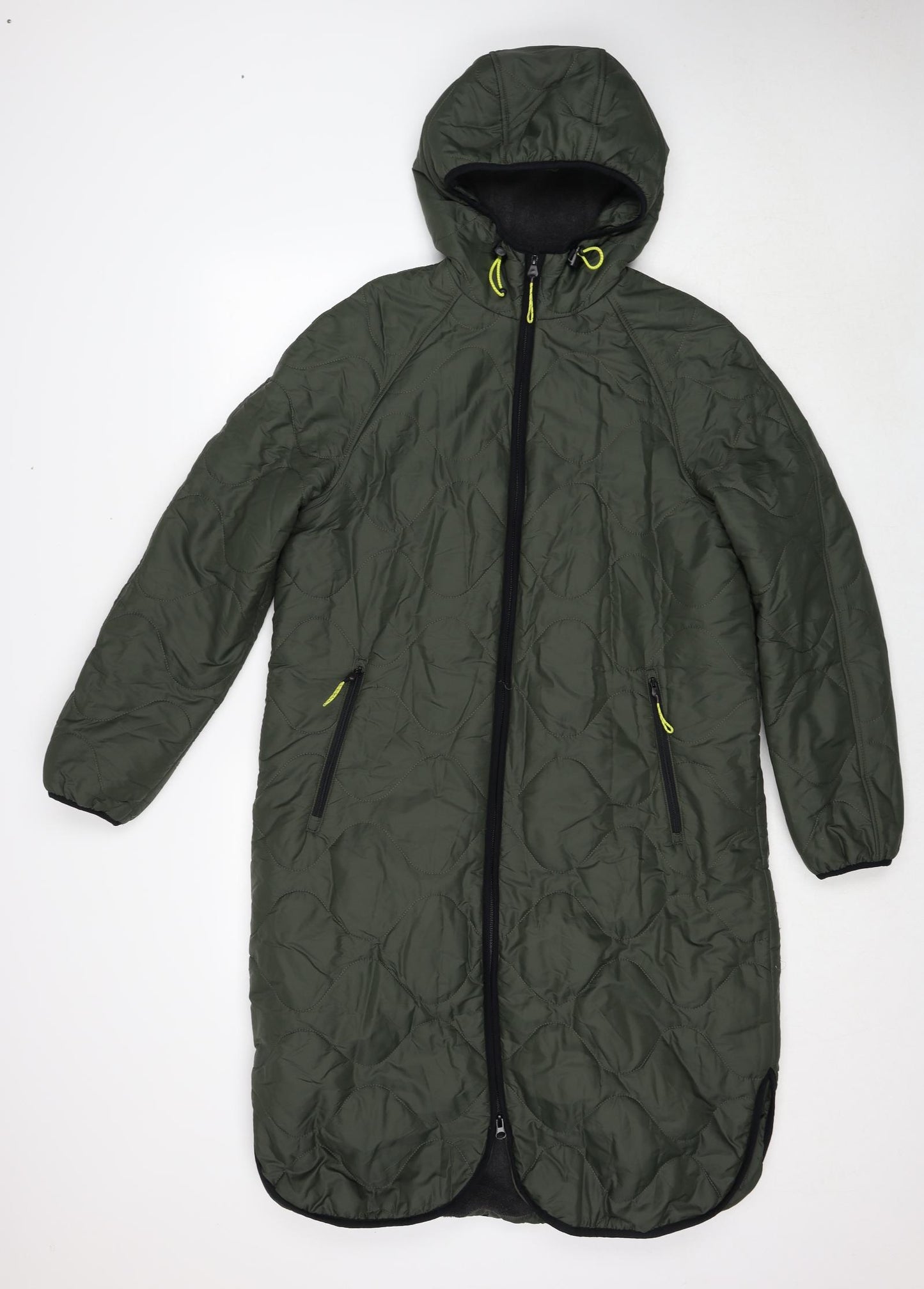 Marks and Spencer Womens Green Quilted Coat Size 10 Zip