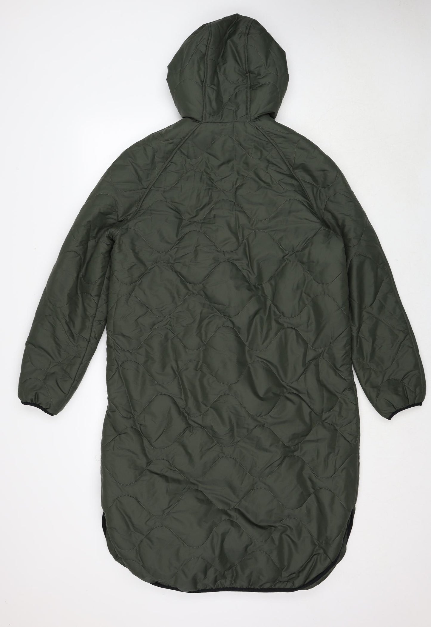 Marks and Spencer Womens Green Quilted Coat Size 10 Zip