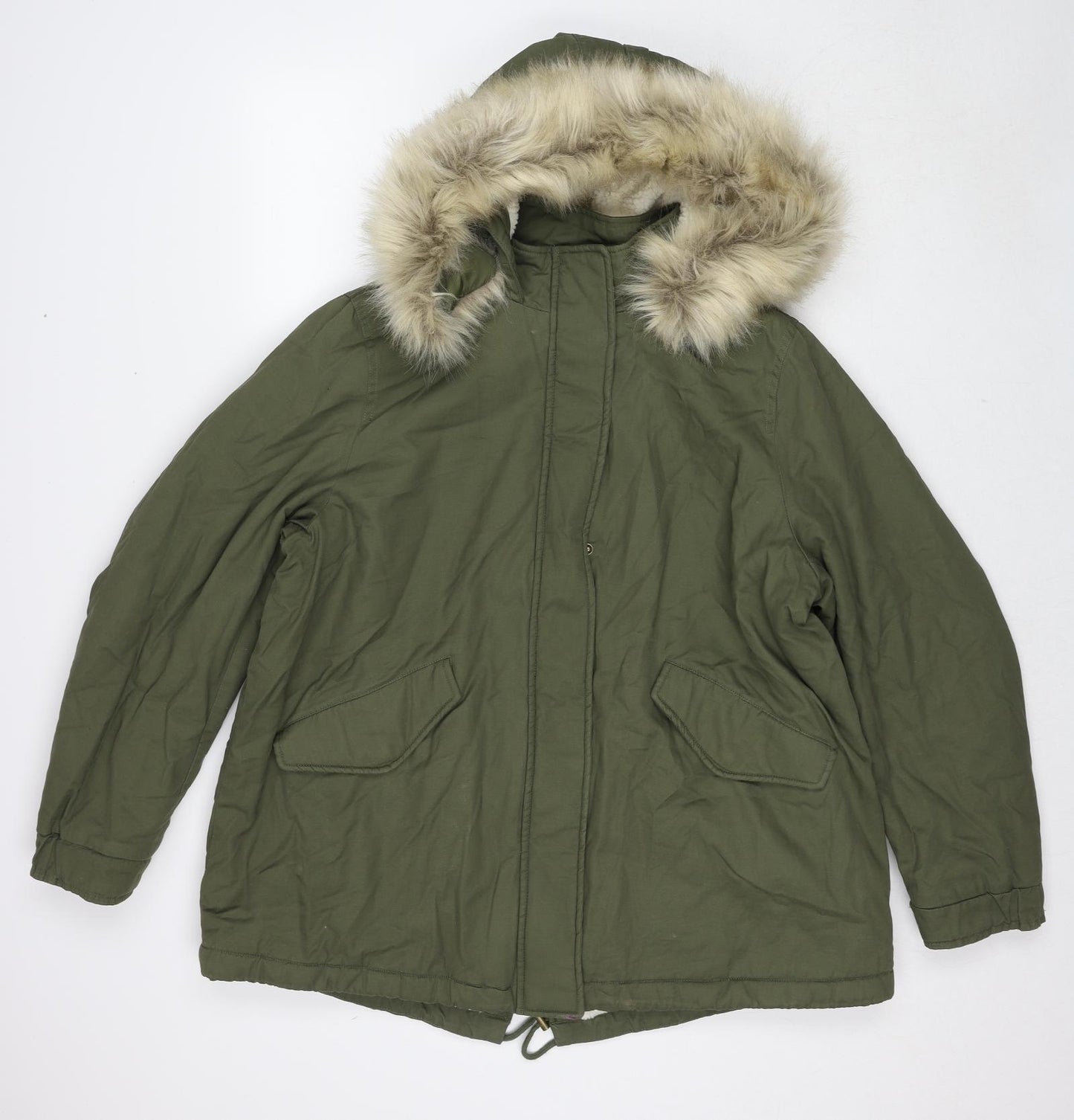 Marks and Spencer Womens Green Parka Jacket Size 18 Zip