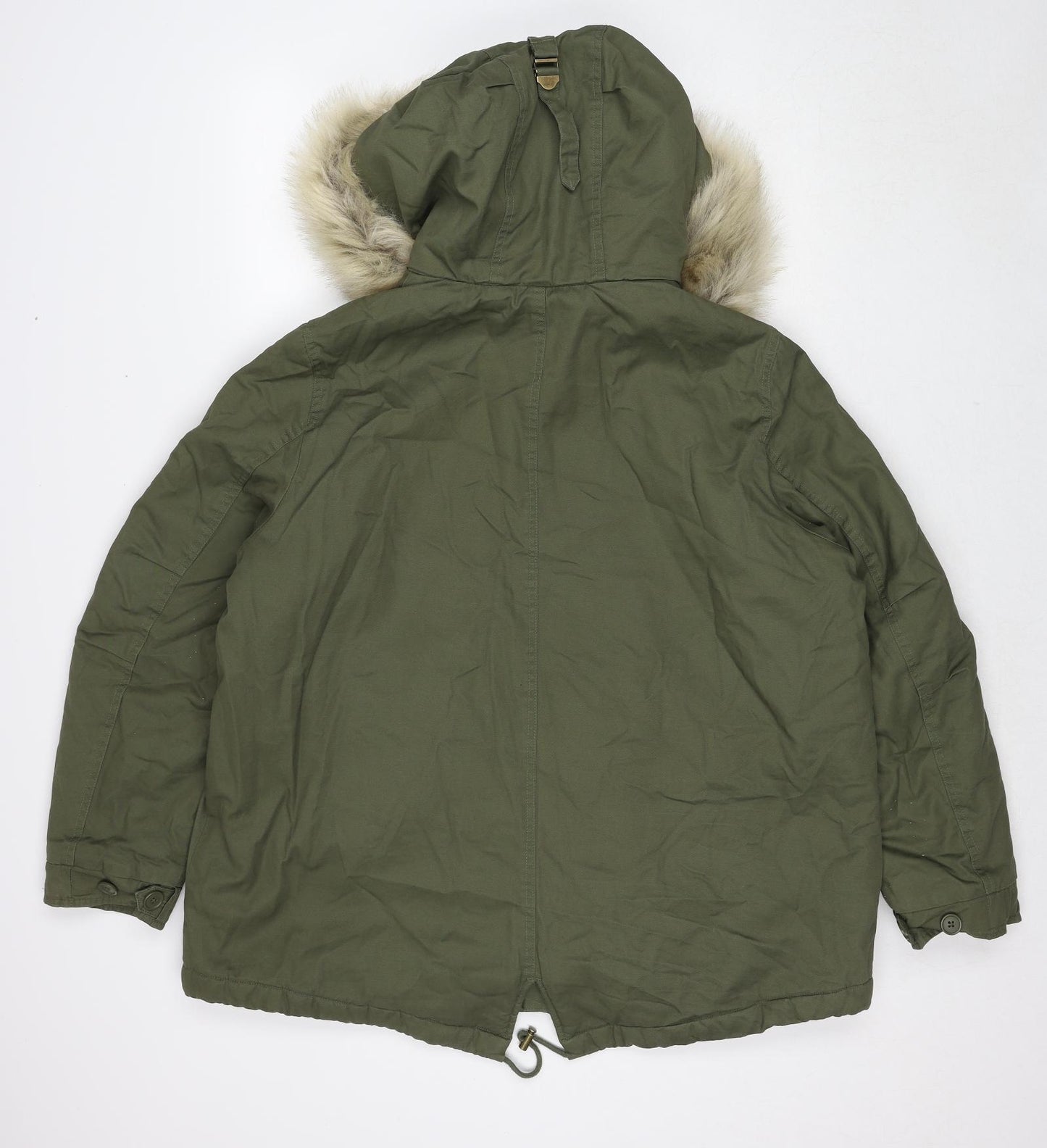 Marks and Spencer Womens Green Parka Jacket Size 18 Zip