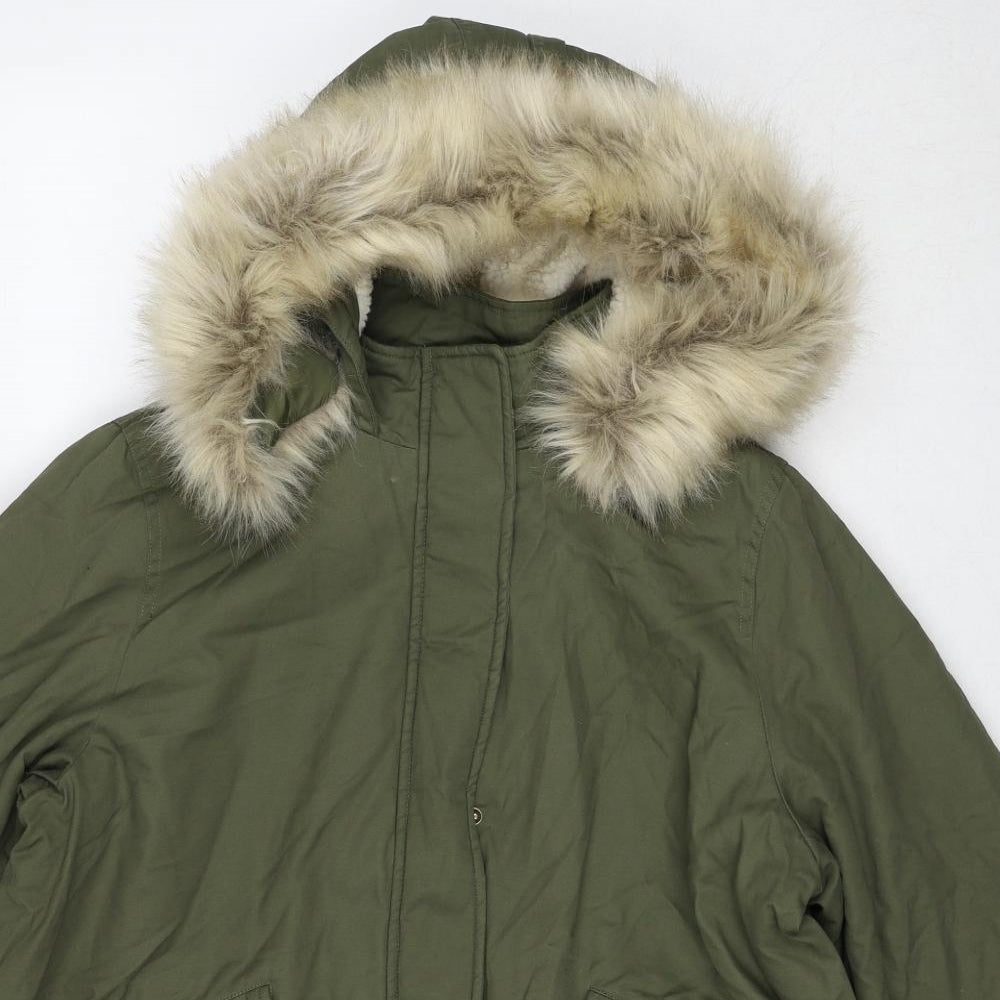 Marks and Spencer Womens Green Parka Jacket Size 18 Zip