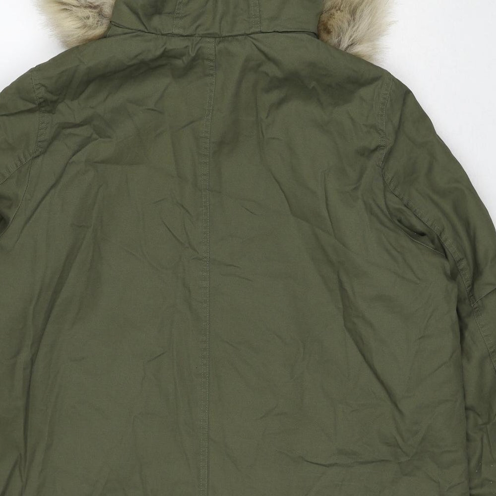 Marks and Spencer Womens Green Parka Jacket Size 18 Zip