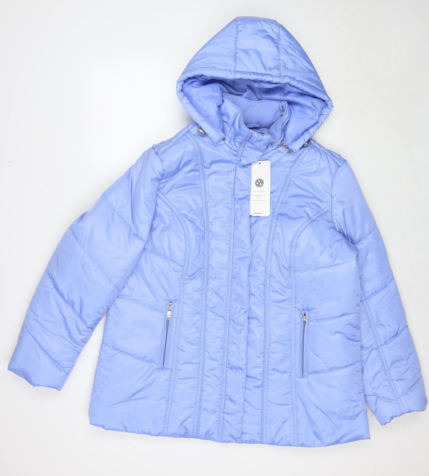 Damart Womens Blue Puffer Jacket Jacket Size 14 Zip - Size 14-16