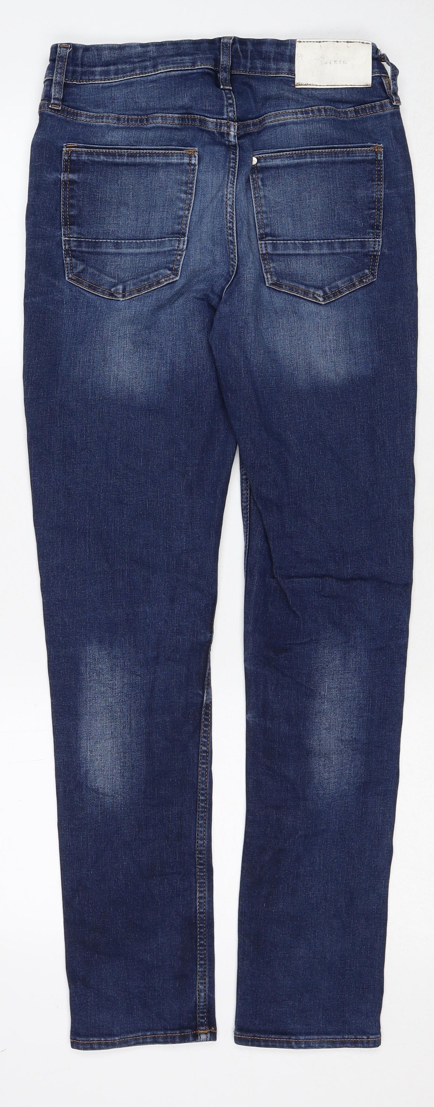 H&M Boys Blue Cotton Straight Jeans Size 14-15 Years Regular Zip