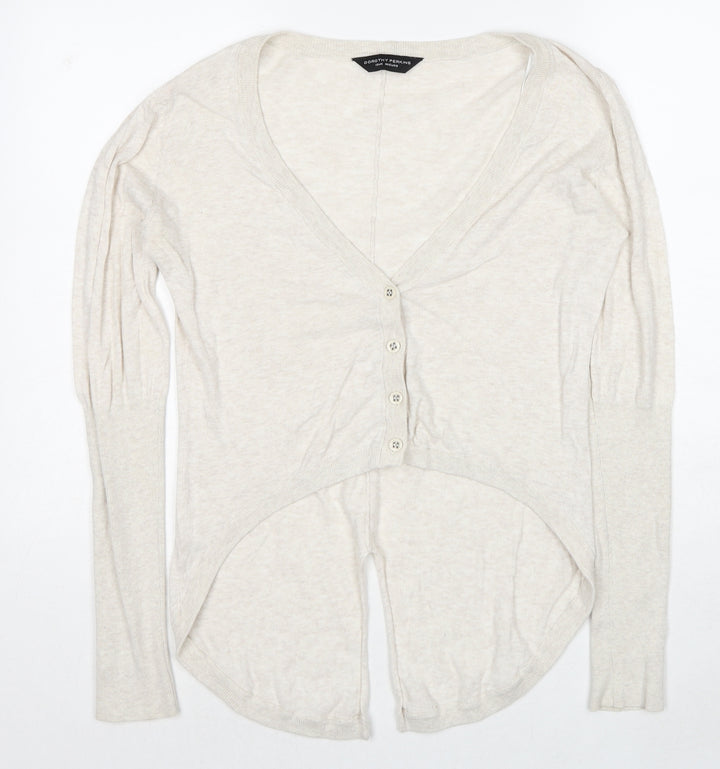 Dorothy Perkins Womens Beige V-Neck Cotton Cardigan Jumper Size 12