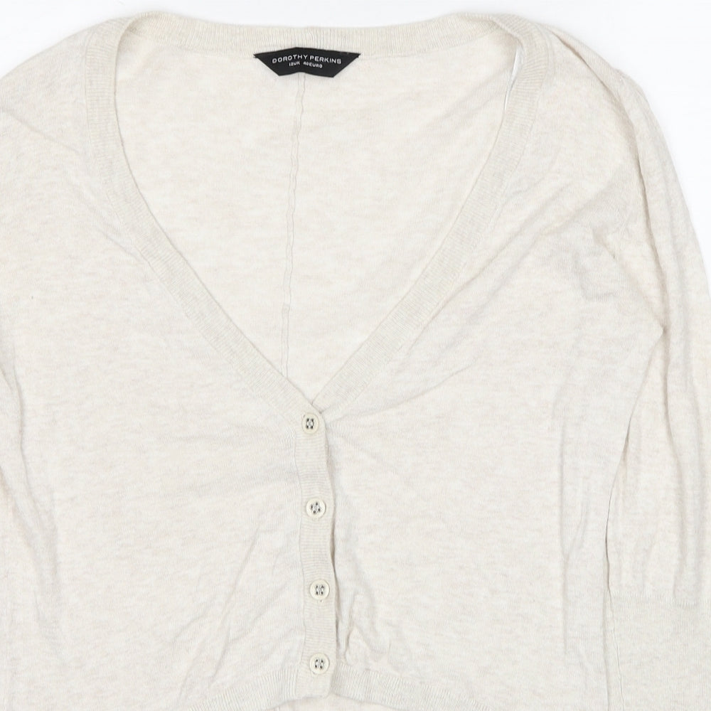 Dorothy Perkins Womens Beige V-Neck Cotton Cardigan Jumper Size 12
