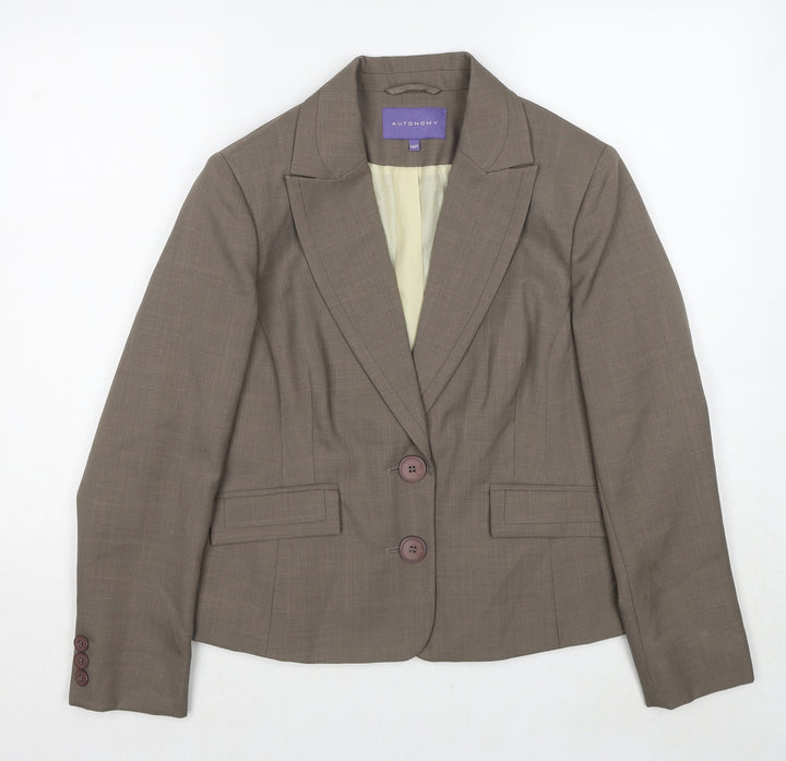 Autonomy Womens Grey Polyester Jacket Suit Jacket Size 14 - Shoulder Pads