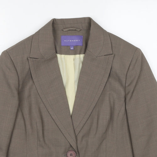 Autonomy Womens Grey Polyester Jacket Suit Jacket Size 14 - Shoulder Pads