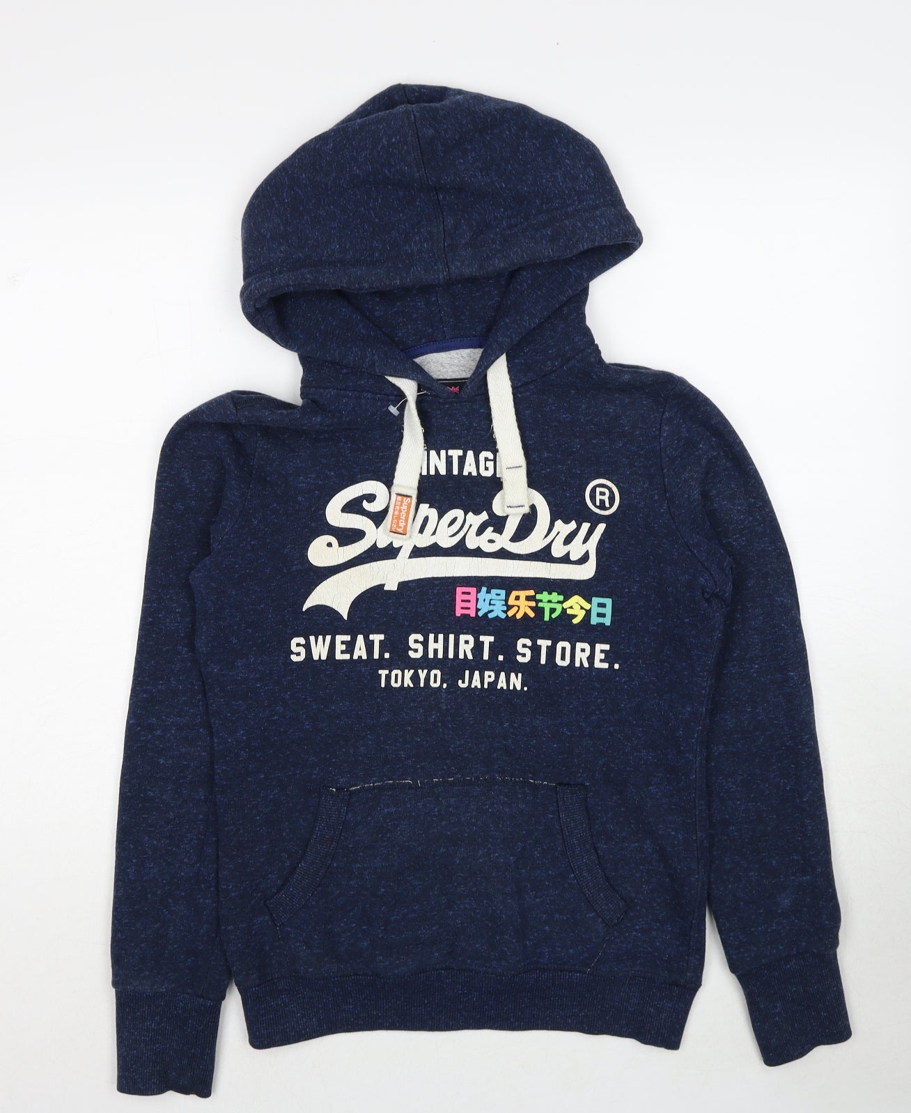 Superdry Womens Blue Cotton Pullover Hoodie Size XS Zip