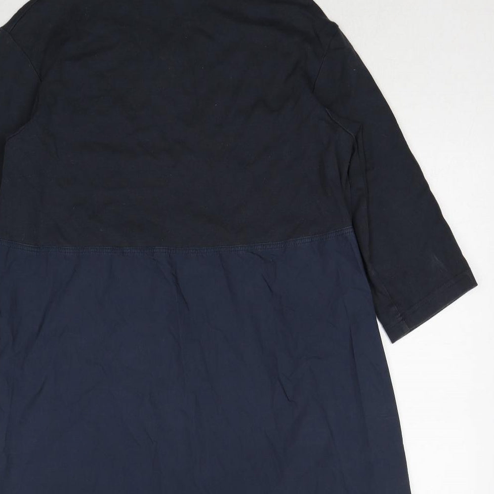 MUJI Womens Blue Cotton Trapeze & Swing One Size Round Neck Button