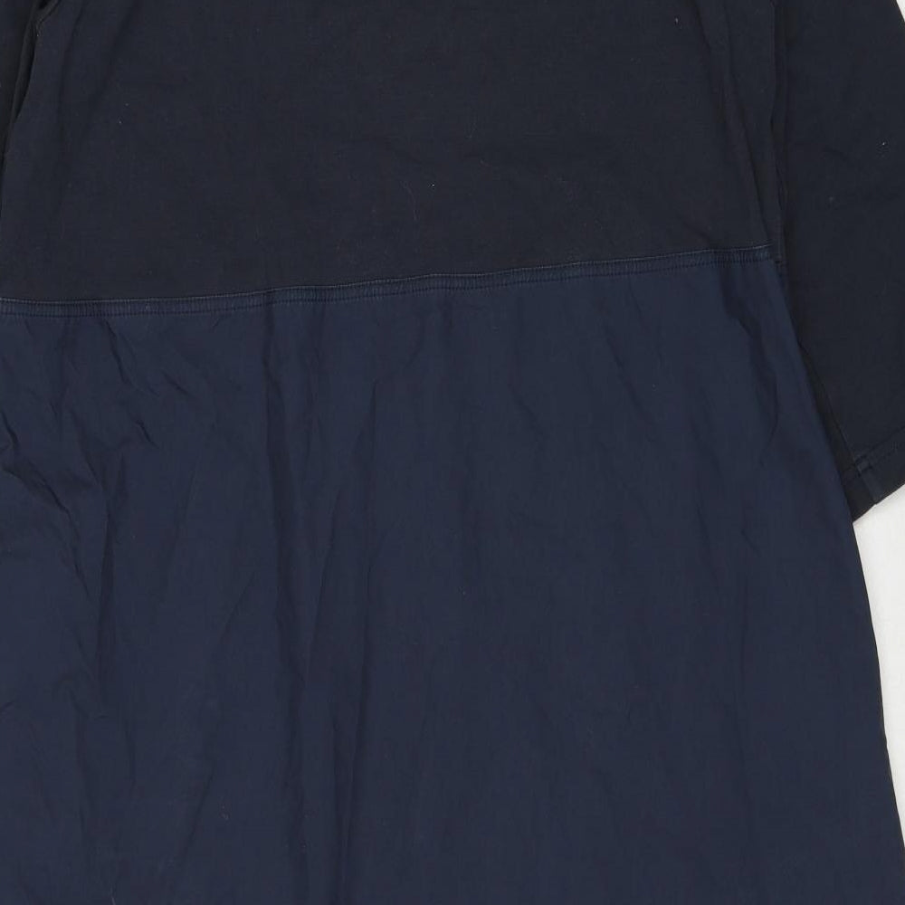 MUJI Womens Blue Cotton Trapeze & Swing One Size Round Neck Button