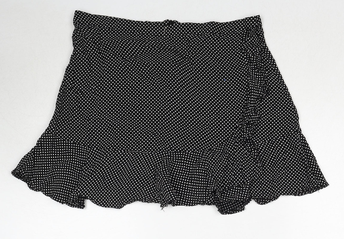 Cooperative Womens Black Polka Dot Viscose Skater Skirt Size L Zip