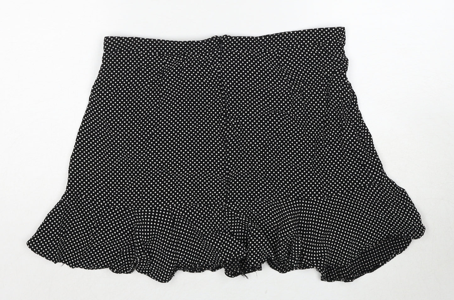 Cooperative Womens Black Polka Dot Viscose Skater Skirt Size L Zip