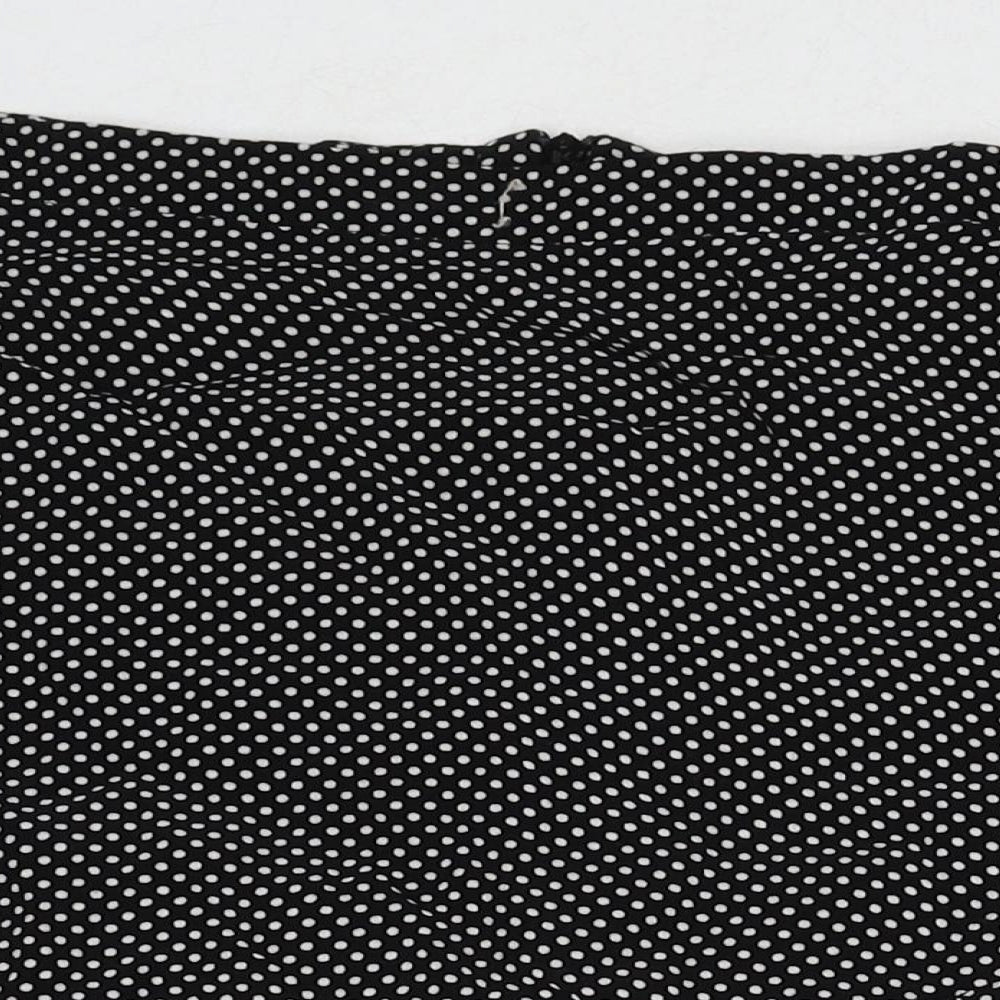 Cooperative Womens Black Polka Dot Viscose Skater Skirt Size L Zip