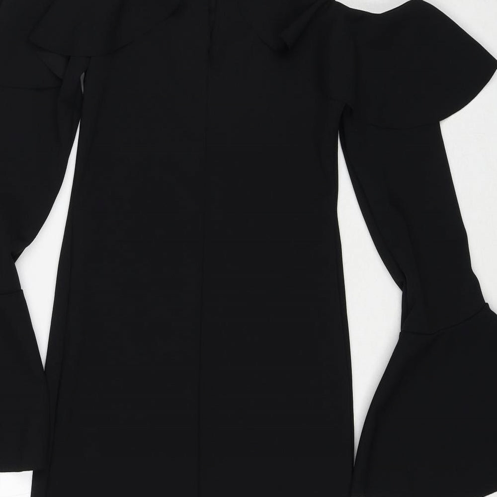 Edge Womens Black Polyester Bodycon Size 10 Halter Zip - Cold Shoulder