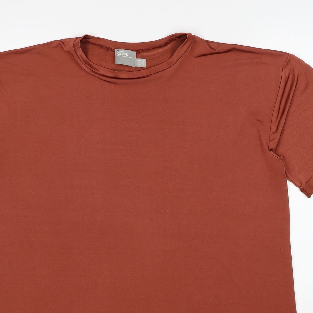 ASOS Womens Brown Polyester T-Shirt Dress Size 6 Round Neck Pullover