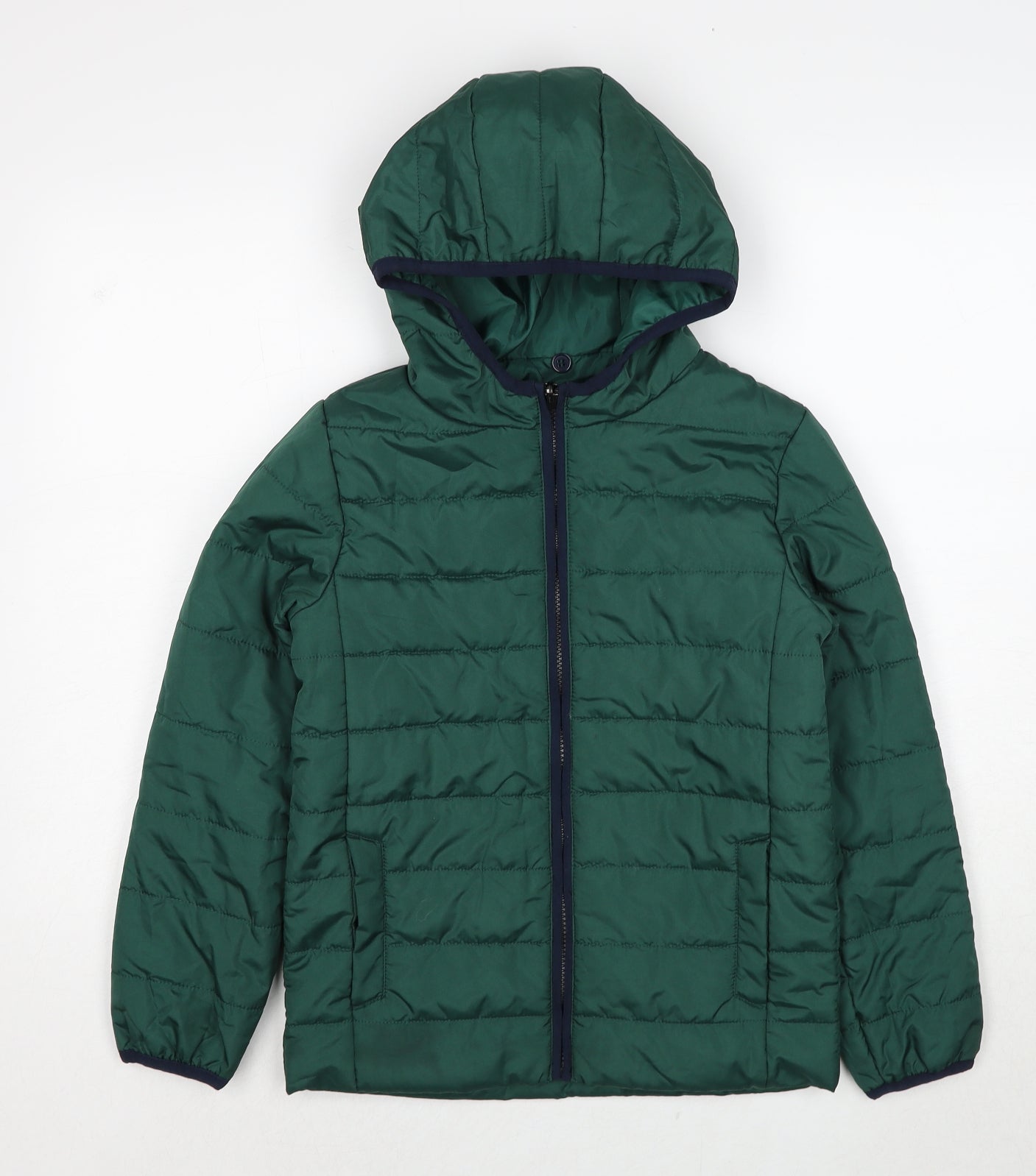 Marks and Spencer Boys Green Quilted Jacket Size 9-10 Years Zip