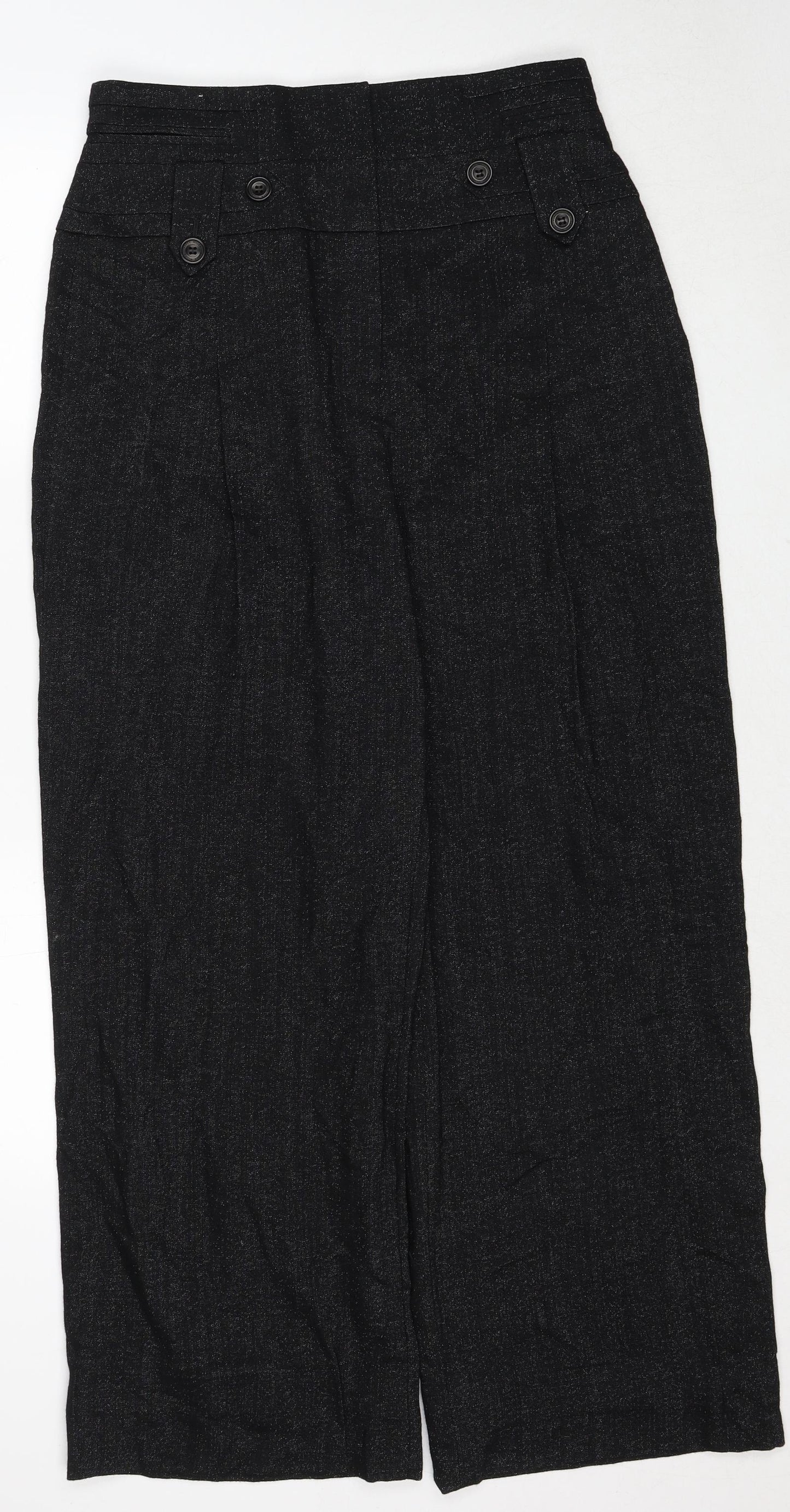 Karen Millen Womens Black Wool Trousers Size 14 Regular Zip