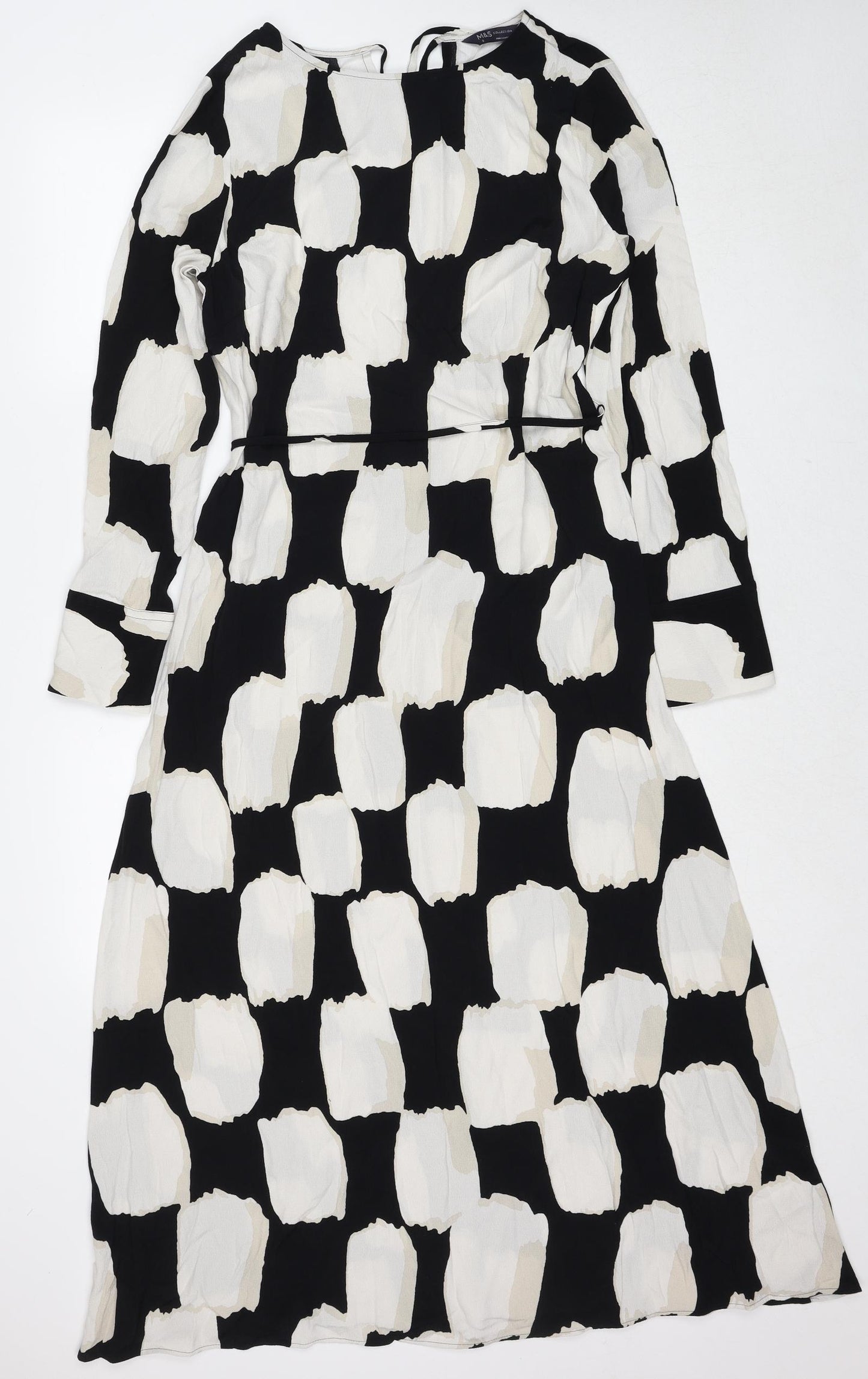Marks and Spencer Womens Multicoloured Geometric Viscose Maxi Size 8 Boat Neck Pullover