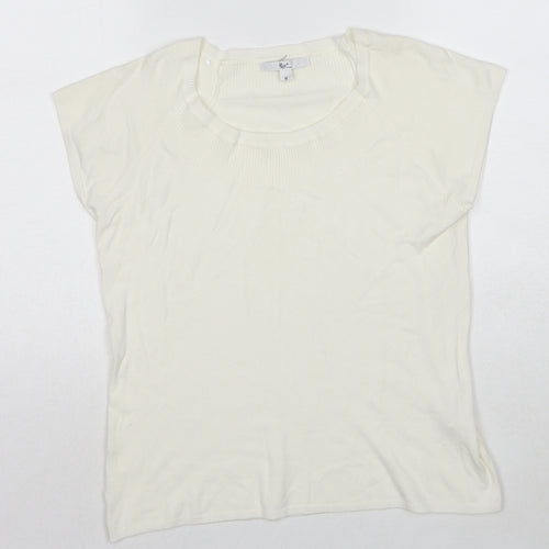 Klass Womens White Round Neck Viscose Pullover Jumper Size M