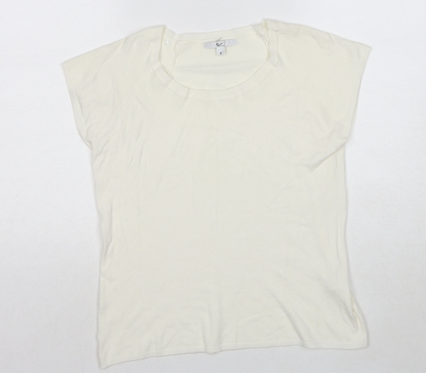 Klass Womens White Round Neck Viscose Pullover Jumper Size M