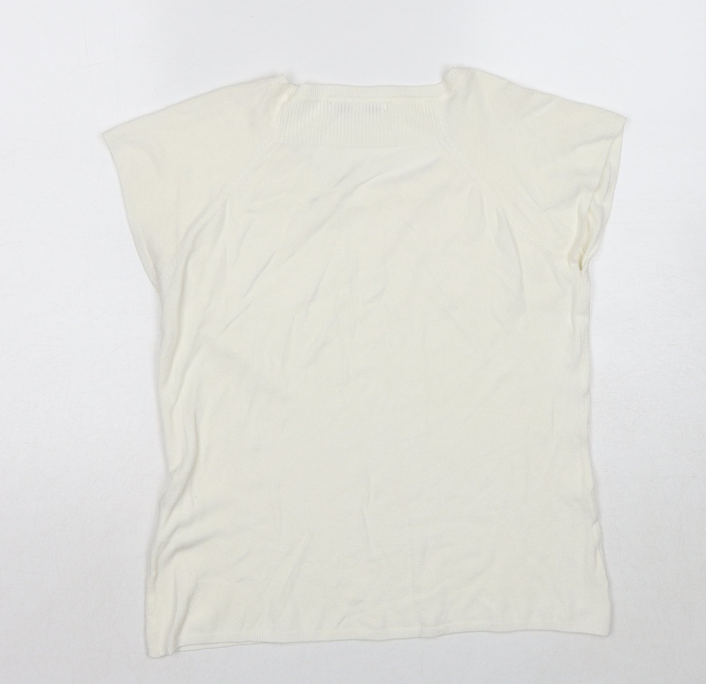 Klass Womens White Round Neck Viscose Pullover Jumper Size M