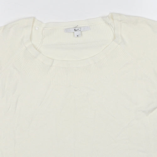 Klass Womens White Round Neck Viscose Pullover Jumper Size M