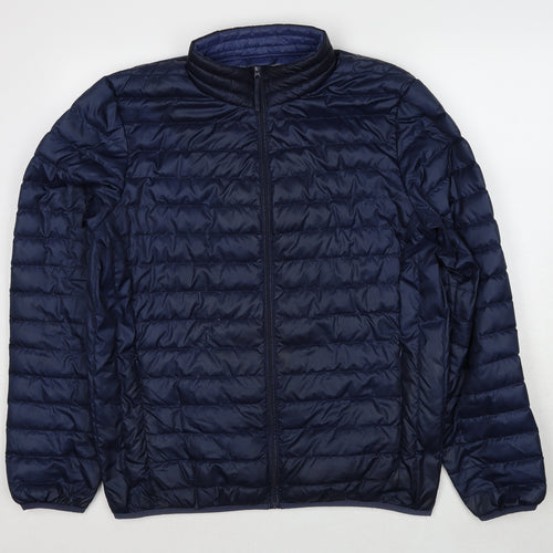 Frederik Anderson Copenhagen Mens Blue Quilted Jacket Size XL Zip