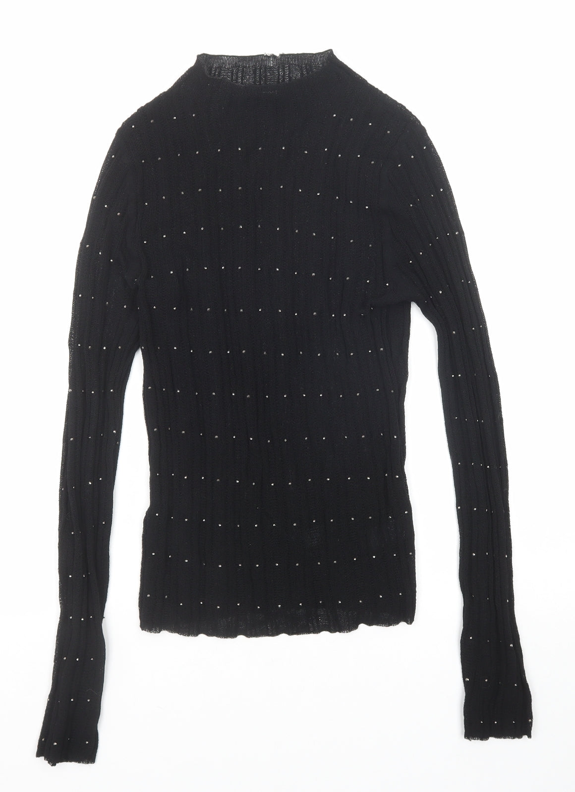 NEXT Womens Black Mock Neck Viscose Pullover Jumper Size 10
