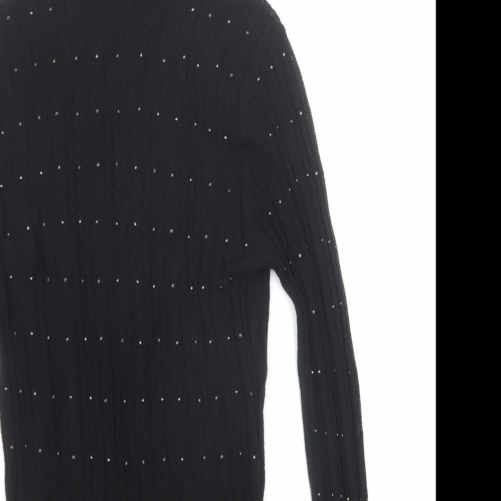 NEXT Womens Black Mock Neck Viscose Pullover Jumper Size 10