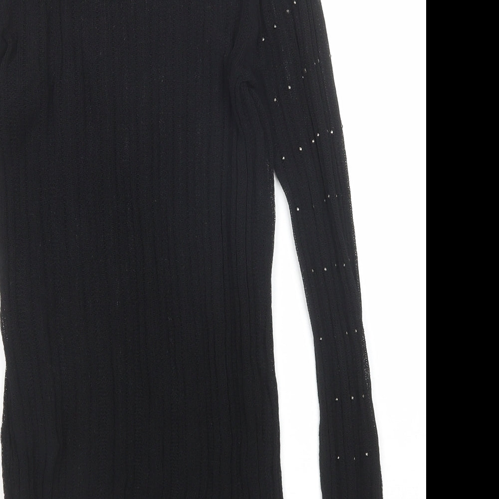 NEXT Womens Black Mock Neck Viscose Pullover Jumper Size 10