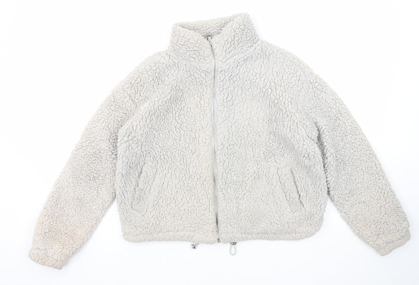 New Look Womens Grey Jacket Size S Zip - Teddy Bear Style